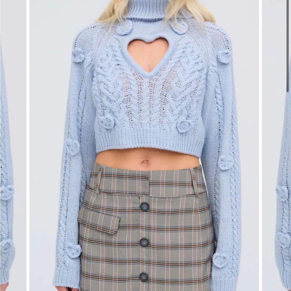 For love and lemons Light Blue Heart Cutout Sweater